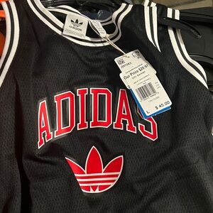 Adidas Black Tank Top Jersey  with Red Logo Jerse